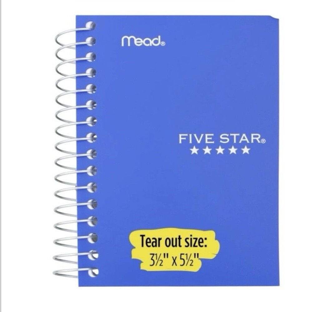 Mead  3-1/2 X 5-1/2" College Ruled  Spiral  Notebook 200 Sheets Blue